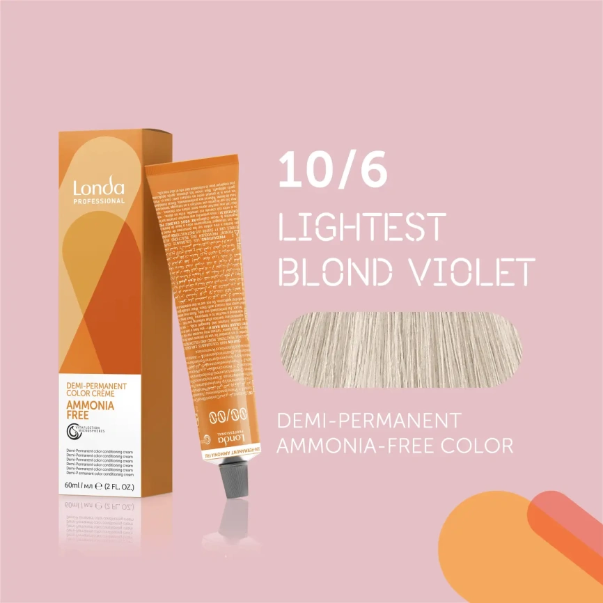 NEW Тонирующая краска для волос Londa AMMONIA FREE 10/6 яркий блонд фиолетовый 60 гр фото 2