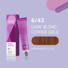 NEW Стойкая краска для волос Londa LONDACOLOR 6/43 темный блонд медно-золотистый 60 гр