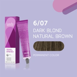 NEW Стойкая краска для волос Londa LONDACOLOR 6/07 темный блонд натурально-коричневый 60 гр