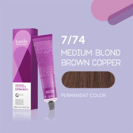 NEW Стойкая краска для волос Londa LONDACOLOR 7/74 блонд коричнево-медный 60 гр