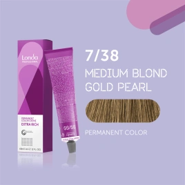 NEW Стойкая краска для волос Londa LONDACOLOR 7/38 блонд золотисто-жемчужный 60 гр