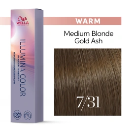 Стойкая краска для волос Wella ILLUMINA COLOR 7/31 блонд золотисто - пепельный 60 гр