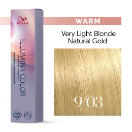 Стойкая краска для волос Wella ILLUMINA COLOR 9/03 очень светлый блонд натуральный золотистый (60гр)