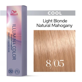 Стойкая краска для волос Wella ILLUMINA COLOR 8/05 светлый блонд натуральный махагоновый 60 гр