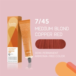 Тонирующая краска для волос Londa AMMONIA FREE 7/45 блонд медно-красный (60гр)