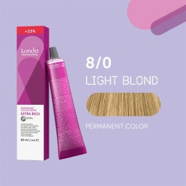 NEW Стойкая краска для волос Londa LONDACOLOR 8/0 светлый блонд НОВЫЙ ОБЪЁМ 80 гр