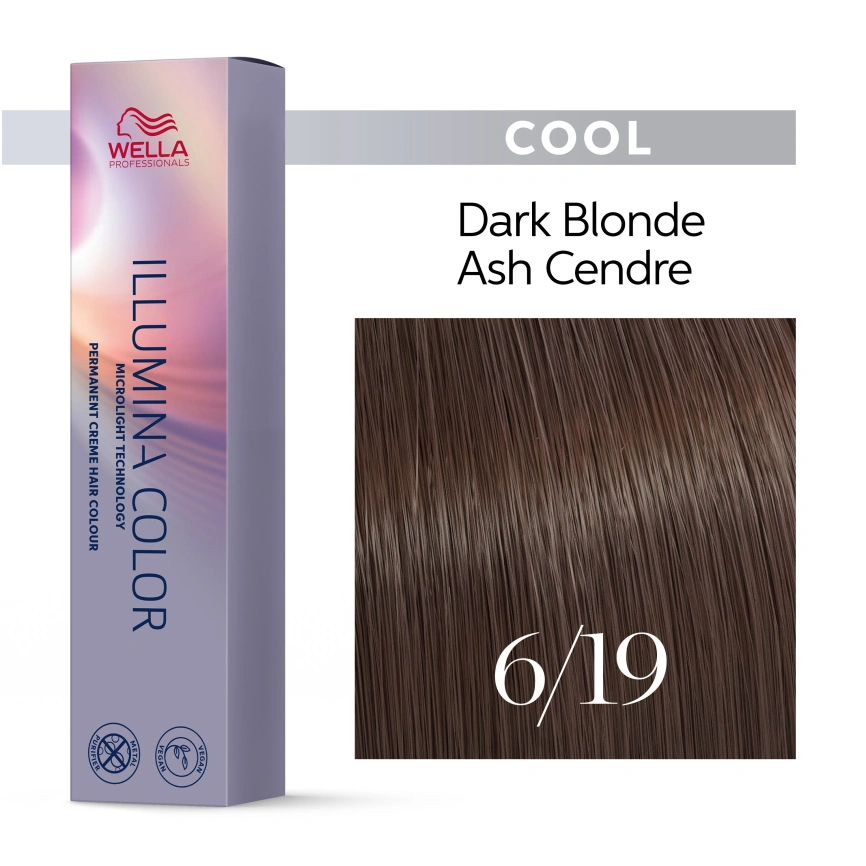 Стойкая краска для волос Wella ILLUMINA COLOR 6/19 темный блонд пепельный сандре 60 гр фото 1