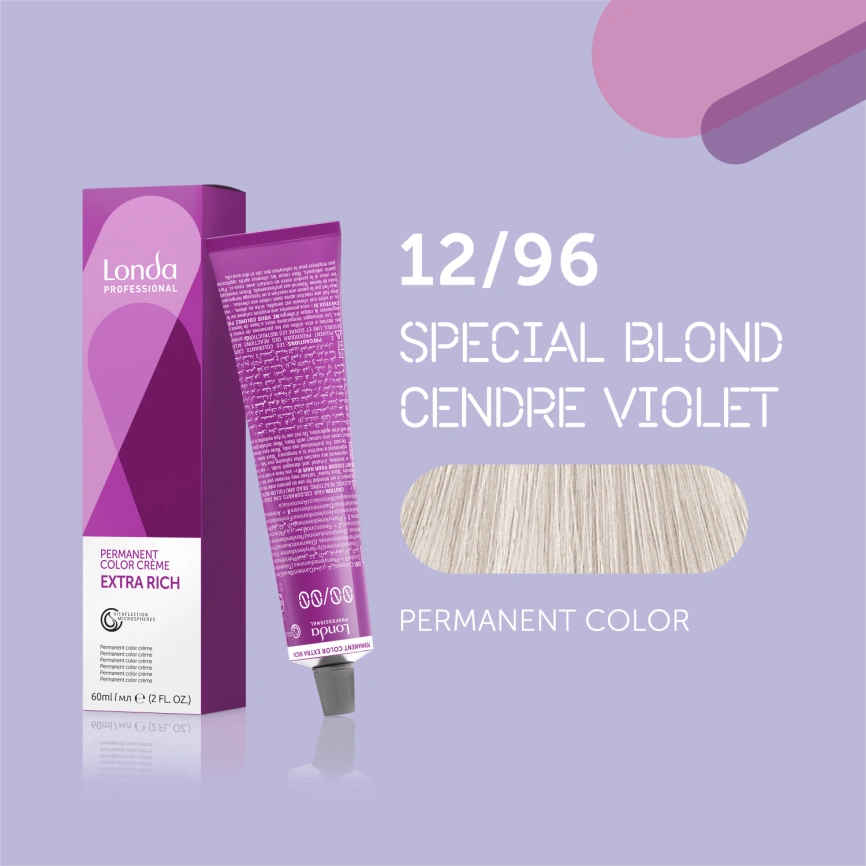 NEW Стойкая краска для волос Londa LONDACOLOR 12/96 специальный блонд сандрэ фиолетовый 60гр фото 1