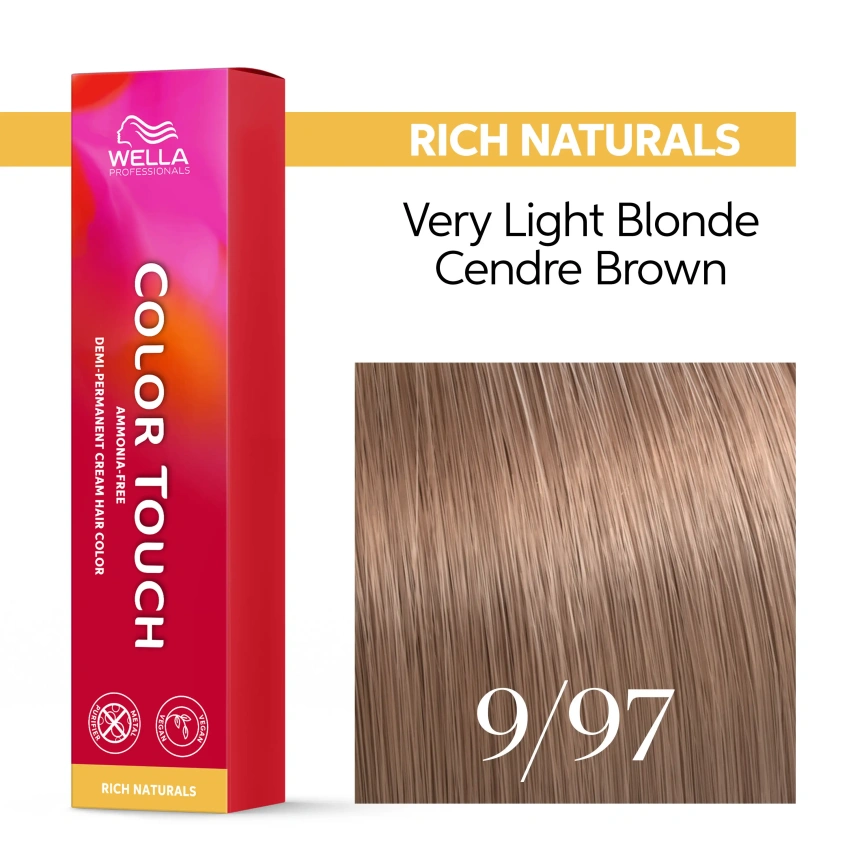 Тонирующая краска для волос Wella COLOR TOUCH 9/97 очень светлый блонд сандре коричневый 60 гр фото 2