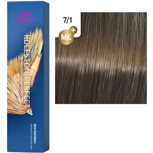 Стойкая краска для волос Wella KOLESTON PERFECT МЕ+ 7/1 блонд пепельный 60 гр фото 2
