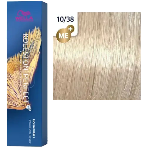 Стойкая краска для волос Wella KOLESTON PERFECT МЕ+ 10/38 яркий блонд золотой жемчуг 60 гр фото 2