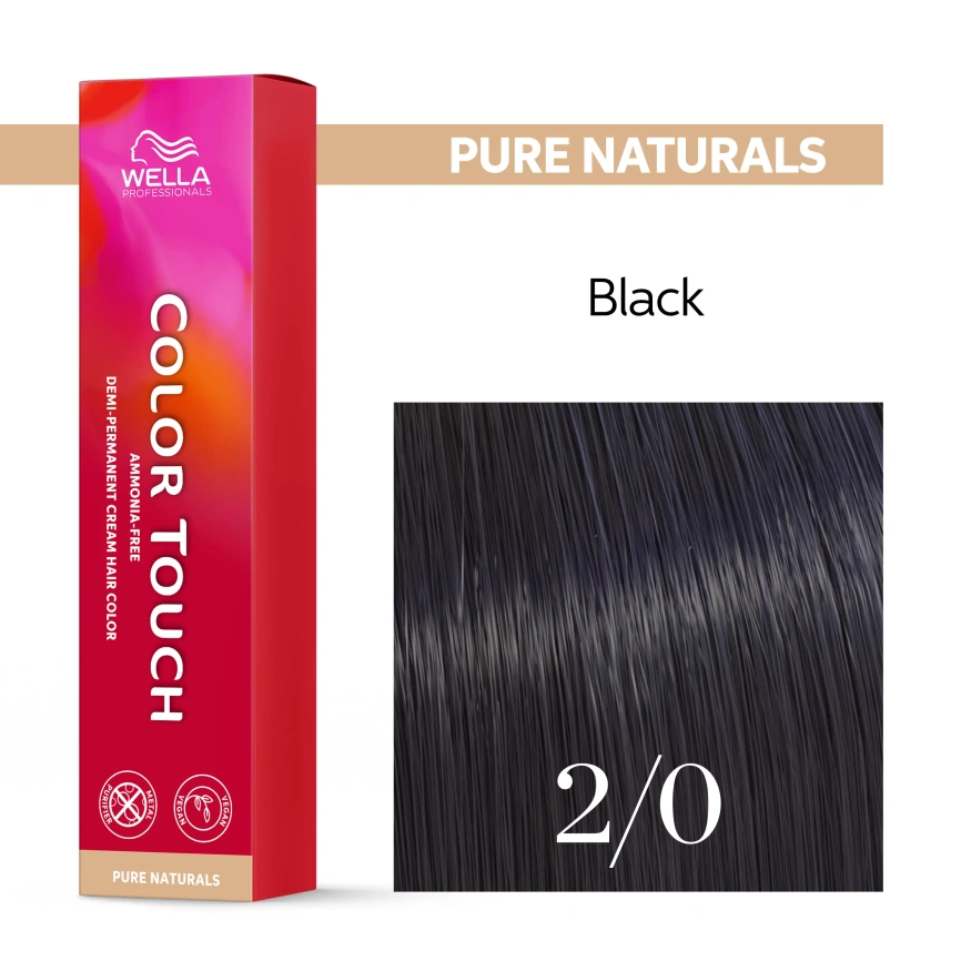 Тонирующая краска для волос Wella COLOR TOUCH 2/0 черный 60 гр фото 2