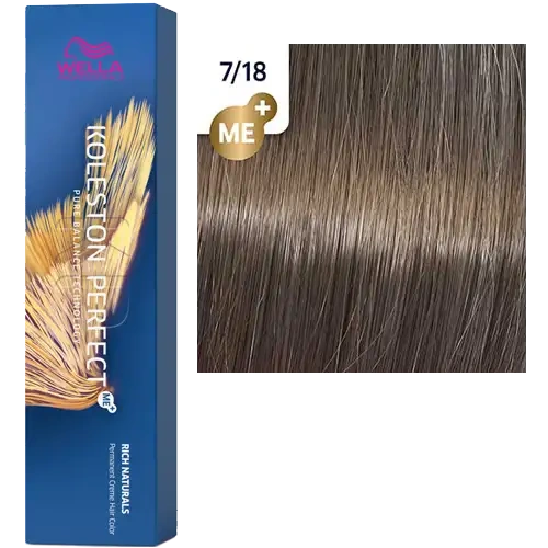 Стойкая краска для волос Wella KOLESTON PERFECT МЕ+ 7/18 дымчатый пепельный 60 гр фото 2