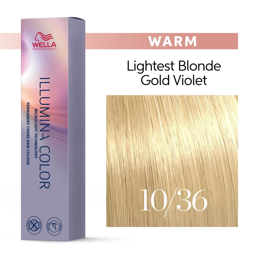 Стойкая краска для волос Wella ILLUMINA COLOR 10/36 яркий блонд золотисто - фиолетовый 60 гр фото 3