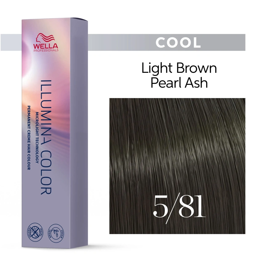 Стойкая краска для волос Wella ILLUMINA COLOR 5/81 светло-коричневый жемчужно-пепельный 60 гр фото 3
