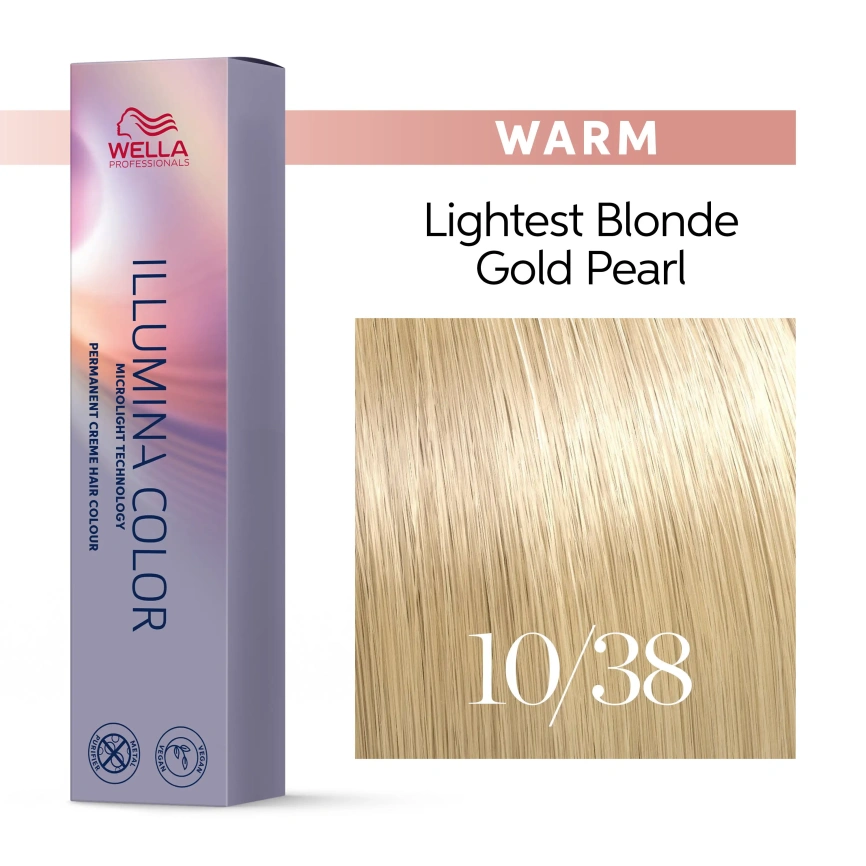 Стойкая краска для волос Wella ILLUMINA COLOR 10/38 яркий блонд золотисто-жемчужный 60 гр фото 3