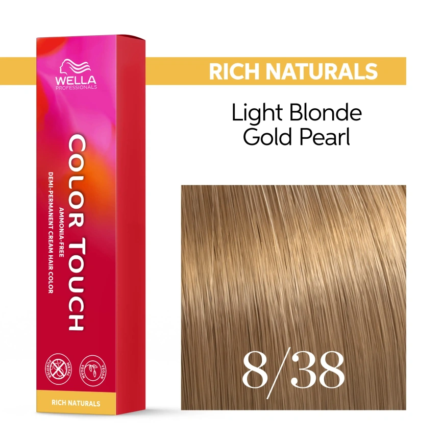 Тонирующая краска для волос Wella COLOR TOUCH 8/38 светлый блонд золотой жемчуг 60 гр фото 2