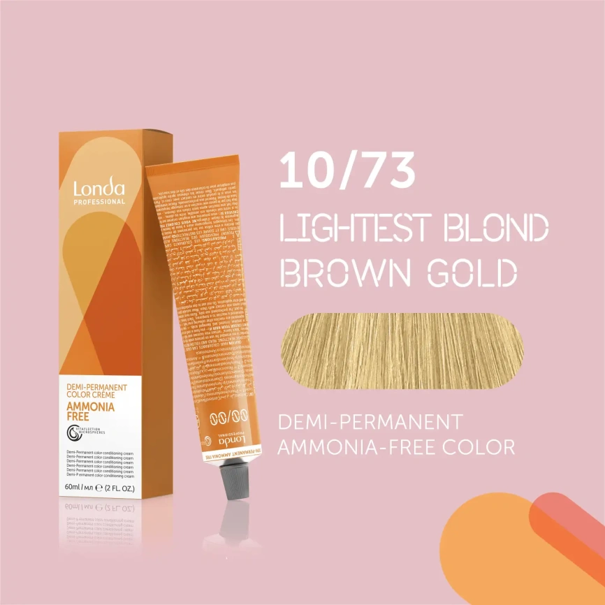 NEW Тонирующая краска для волос Londa AMMONIA FREE 10/73 яркий блонд коричнево-золотистый 60 гр фото 2