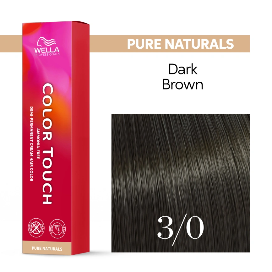 Тонирующая краска для волос Wella COLOR TOUCH 3/0 темно-коричневый 60 гр фото 1
